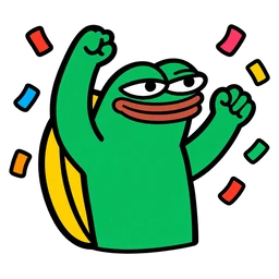 moin frog celebrating in confetti