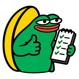 moin frog giving a thumbs up with a ticked checklist