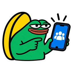 moin frog pointing at a phone with a community icon