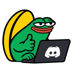 moin frog giving a thumbs up at a laptop with Discord