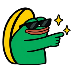 moin frog in sunglasses pointing at sparkles