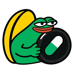 moin frog holding a pump.fun pill coin
