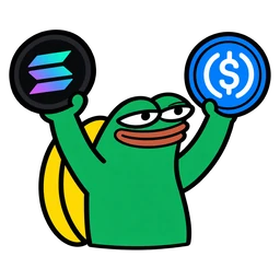 moin frog holding up SOL and USDC