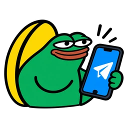 moin frog holding a phone with Telegram open