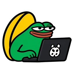 moin frog typing on a laptop